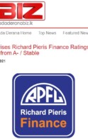Fitch Revises Richard Pieris Finance Ratings. Source: Adaderana BIZ